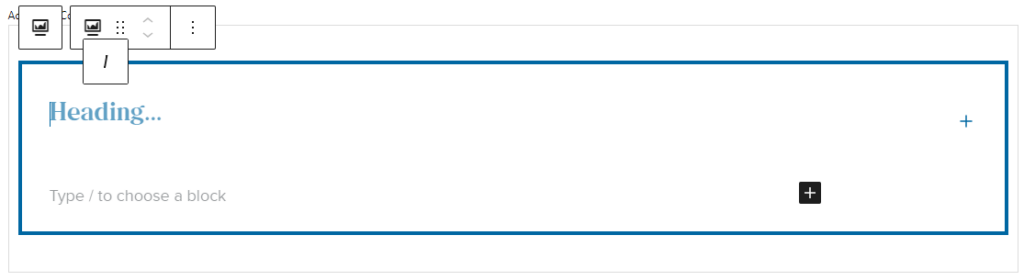 Example of a default collapsible section. The collapsible section is highlighted by a blue border and is entirely inside the accordion container. On the right-hand side of the collapsible section is a blue plus sign that indicates the block is a collapsible section.